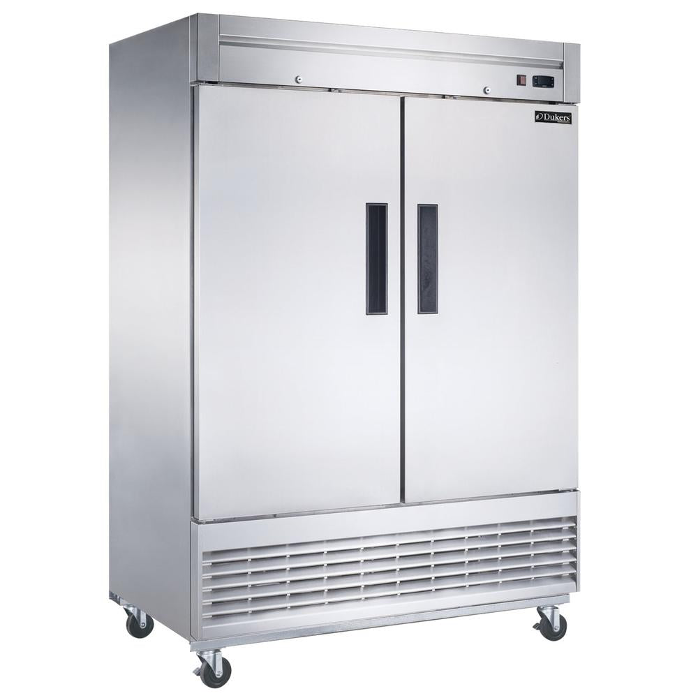 Dukers D55R 55-1/8"W 2 Solid Door Bottom Mount Reach-In Refrigerator