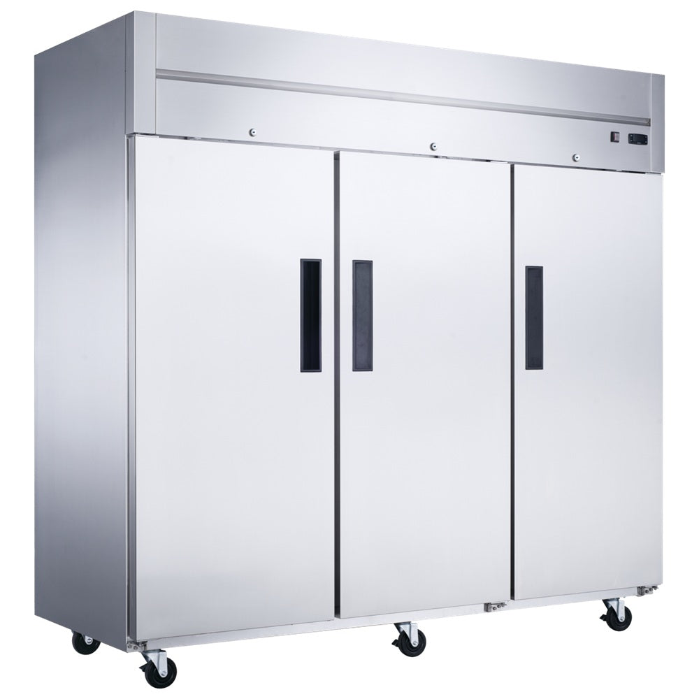 Dukers D83AR 82-5/8"W 3 Solid Door Top Mount Reach-In Refrigerator