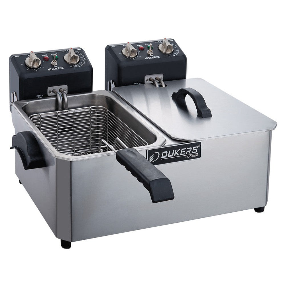 Dukers DCF10ED 20lb Two Basket Electric Countertop Fryer