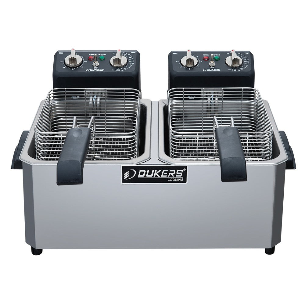 Dukers DCF10ED 20lb Two Basket Electric Countertop Fryer