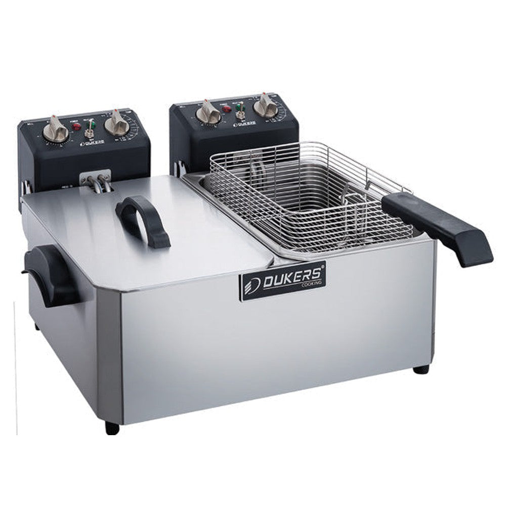 Dukers DCF15ED 30lb Two Basket Electric Countertop Fryer
