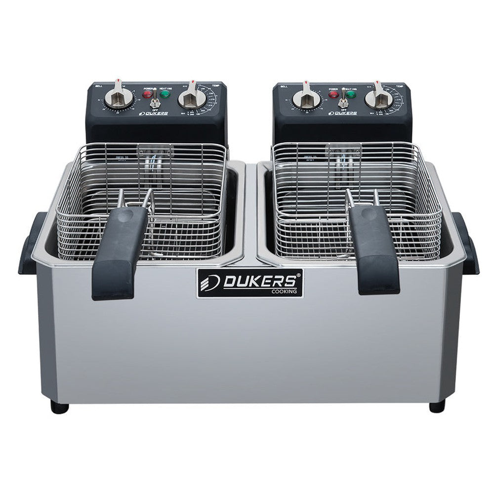 Dukers DCF15ED 30lb Two Basket Electric Countertop Fryer