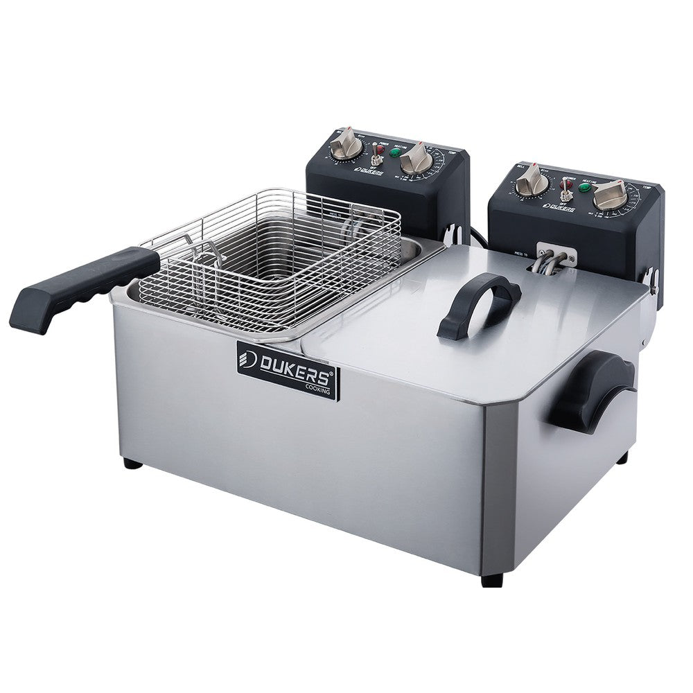 Dukers DCF7ED 14lb Two Basket Electric Countertop Fryer