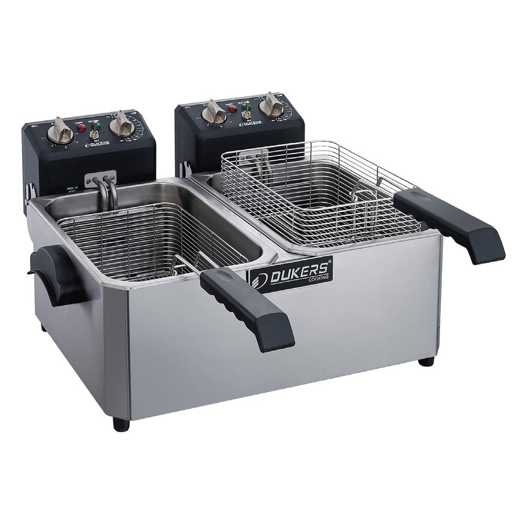 Dukers DCF7ED 14lb Two Basket Electric Countertop Fryer