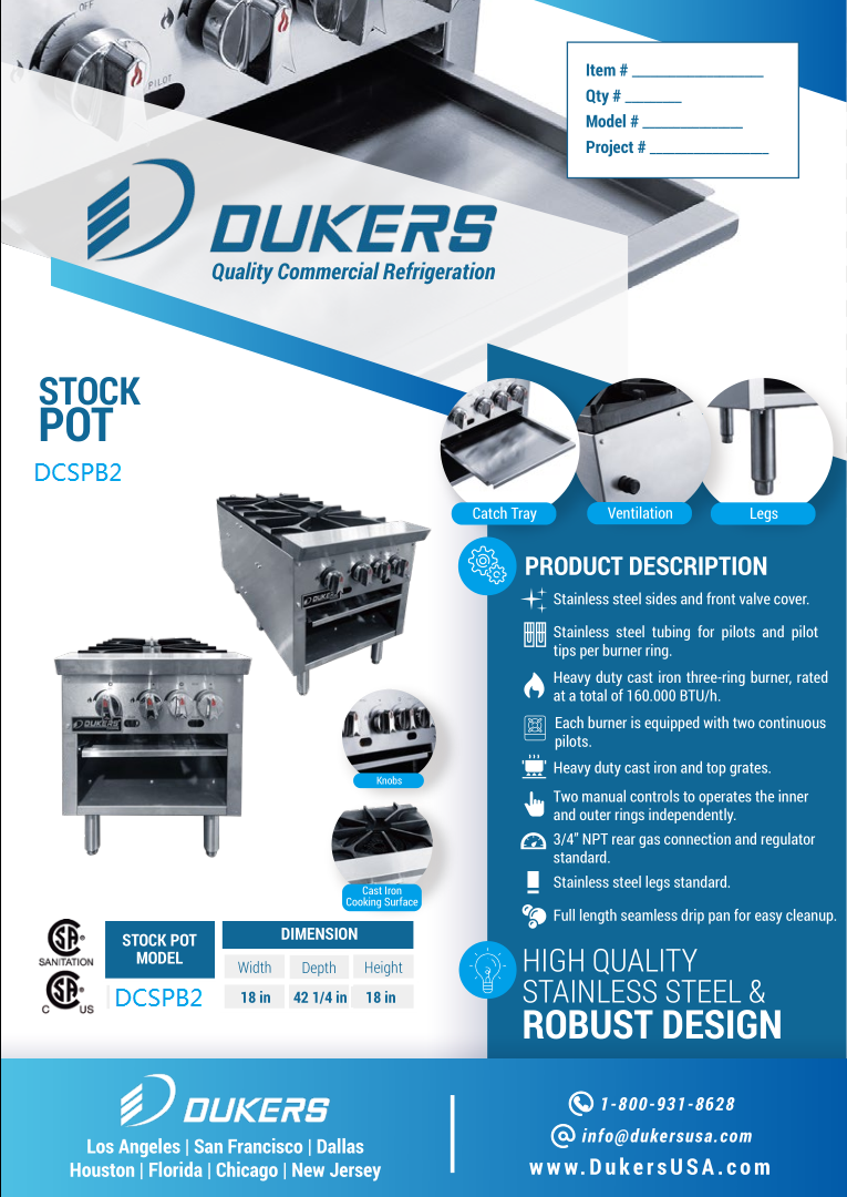 Dukers DCSPB2 18"H NG/LP Double Stock Pot Range