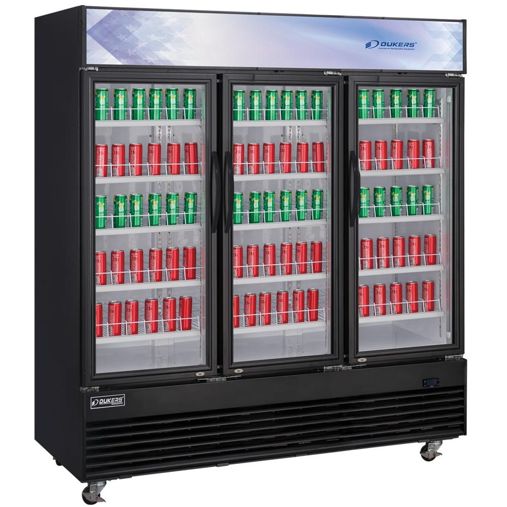 Dukers DSM-69R 78"W Swinging 3 Door Glass Merchandiser Refrigerator