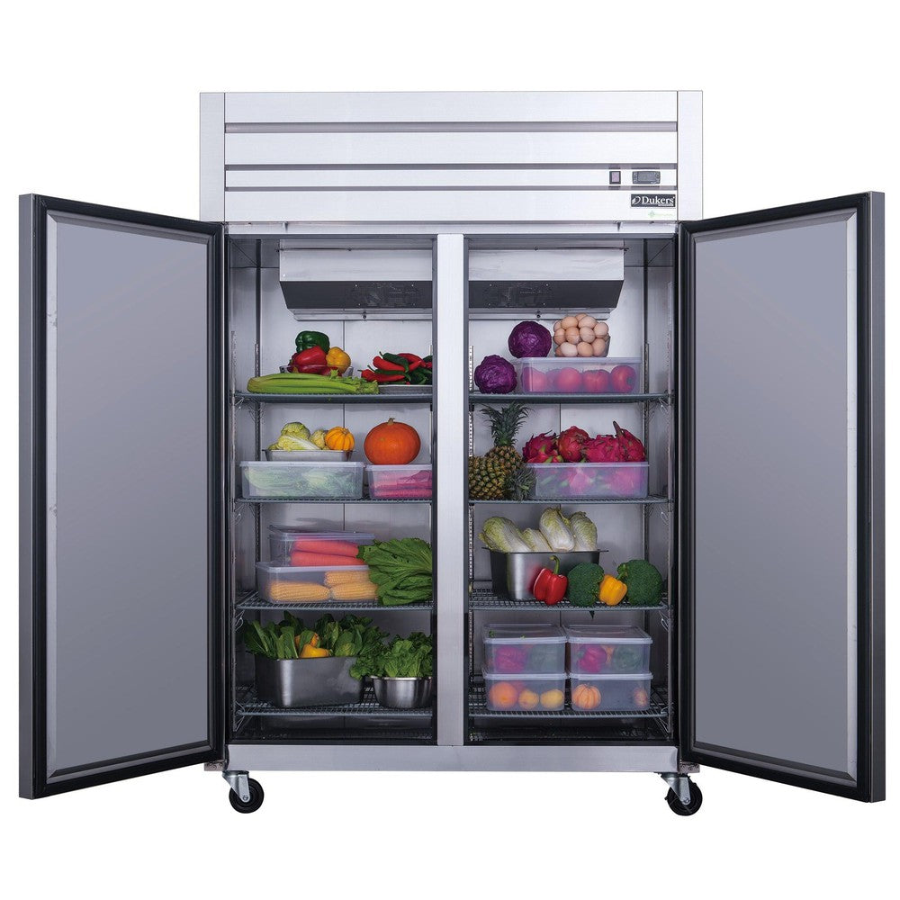 Dukers D55AR 55-1/8"W 2 Solid Door Top Mount Reach-In Refrigerator