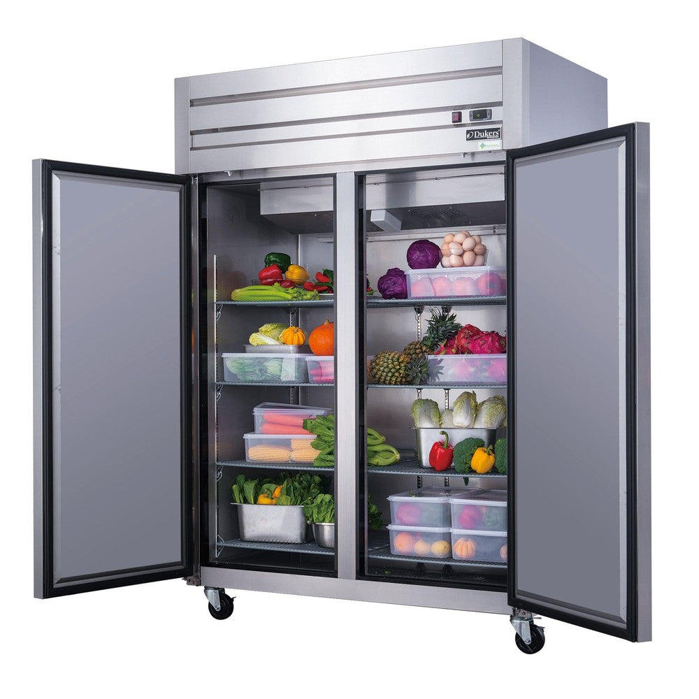 Dukers D55AF 55-1/8"W 2 Solid Door Top Mount Reach-In Freezer