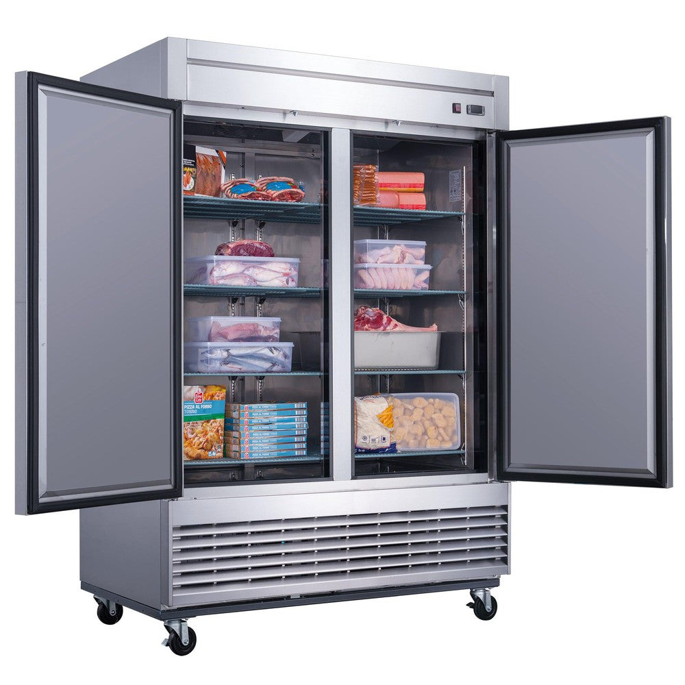 Dukers D55F 55-1/8"W 2 Solid Door Bottom Mount Reach-In Freezer