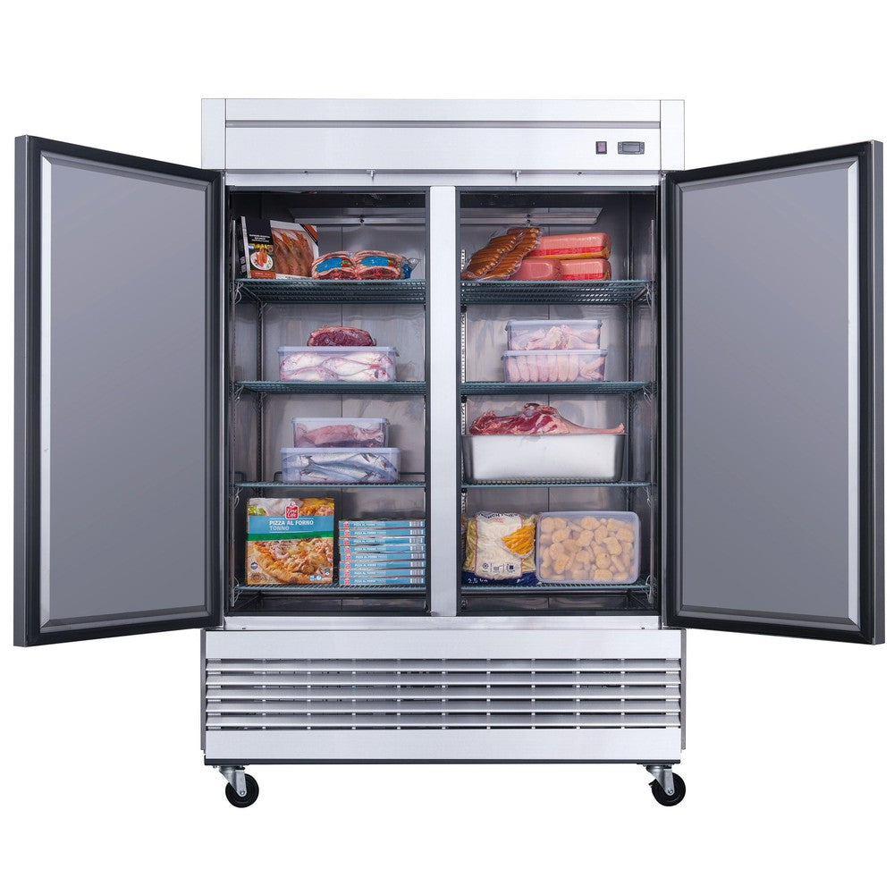 Dukers D55F 55-1/8"W 2 Solid Door Bottom Mount Reach-In Freezer