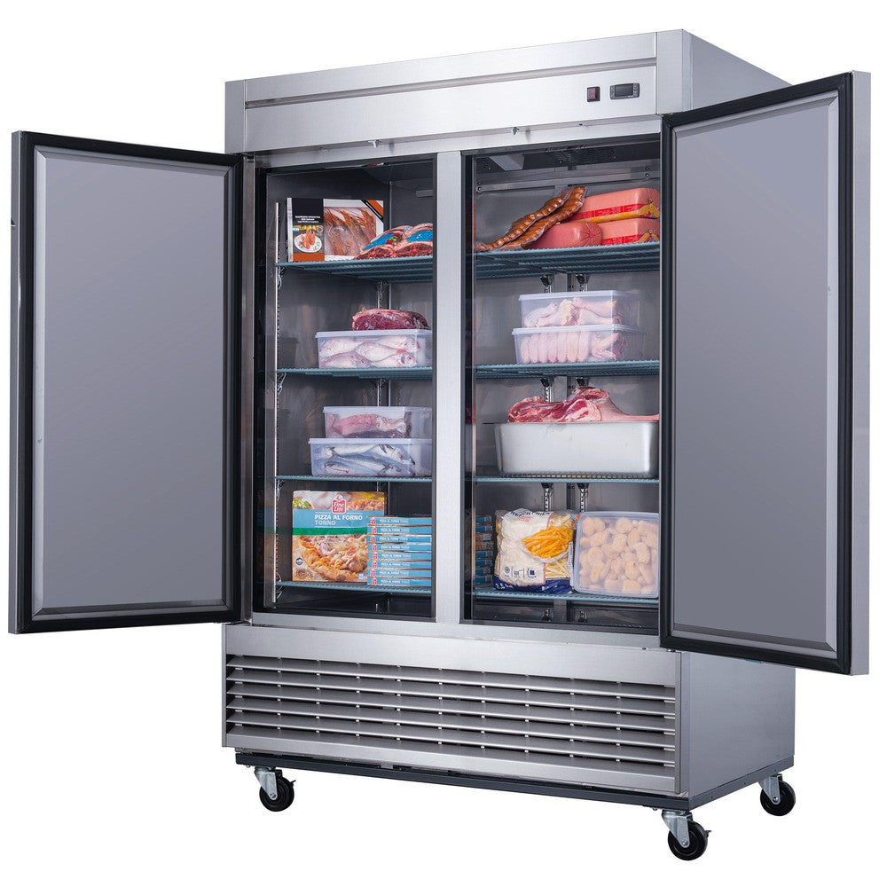 Dukers D55F 55-1/8"W 2 Solid Door Bottom Mount Reach-In Freezer