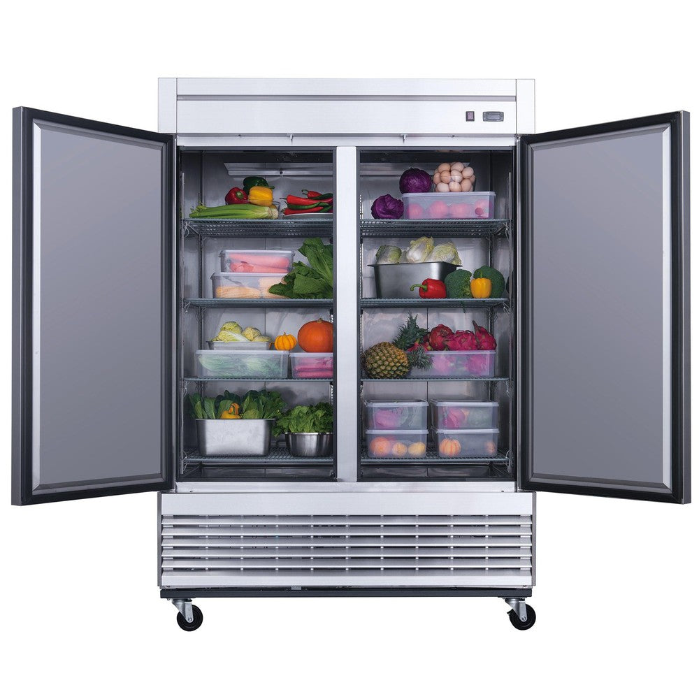 Dukers D55R 55-1/8"W 2 Solid Door Bottom Mount Reach-In Refrigerator