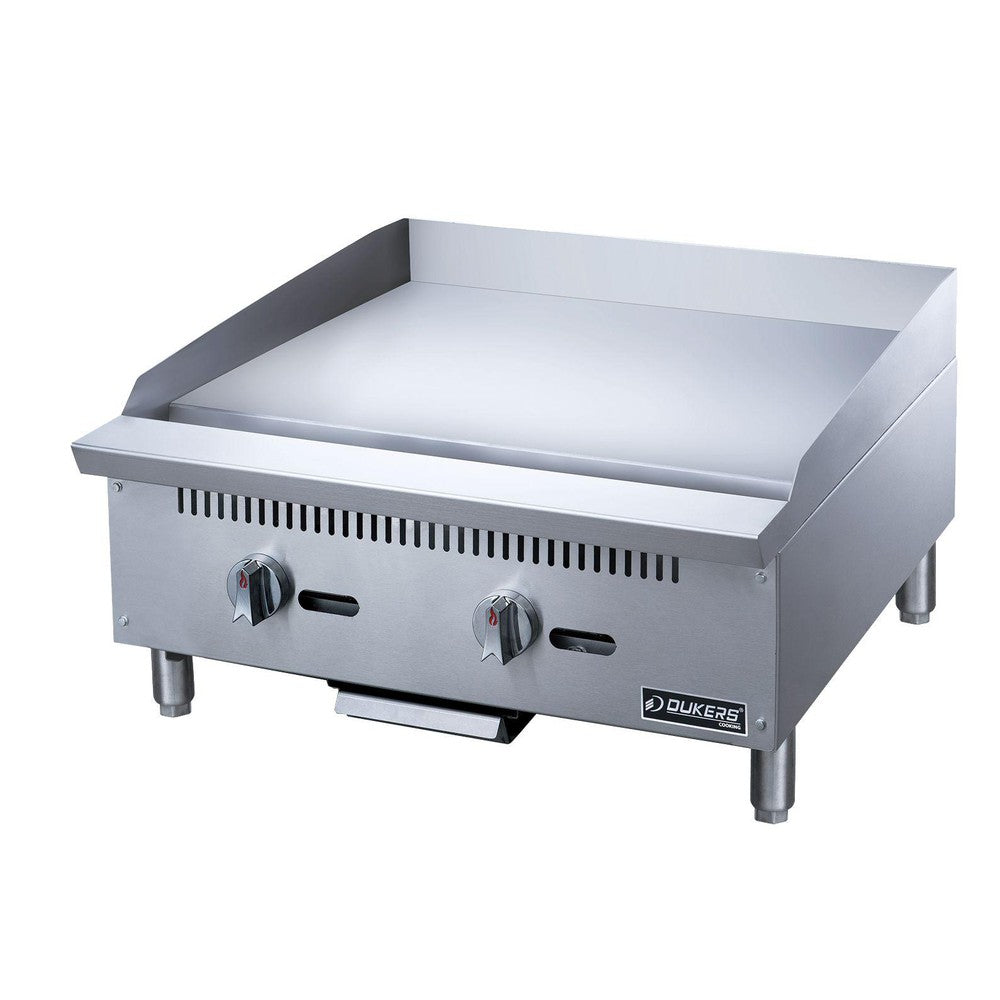 Dukers DCGMA24 24"W Heavy Duty 1" Thick NG/LP Griddle with 2 Burners