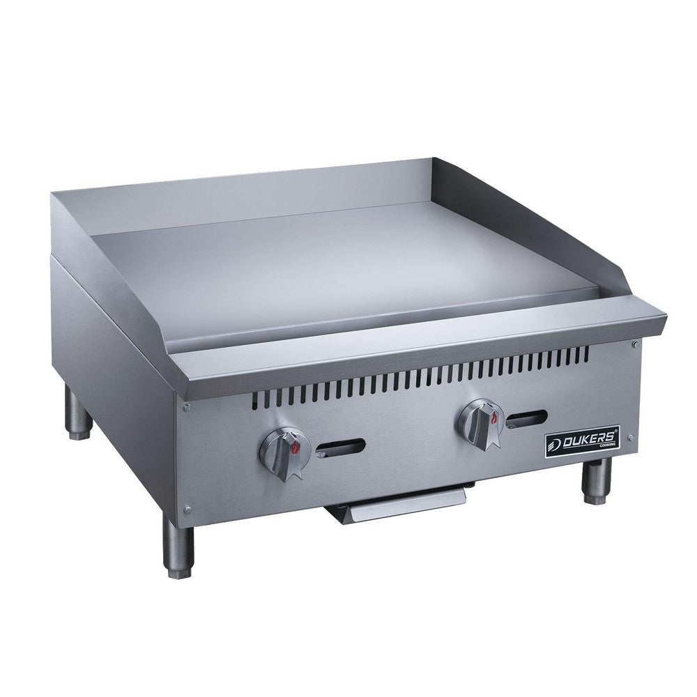 Dukers DCGMA24 24"W Heavy Duty 1" Thick NG/LP Griddle with 2 Burners