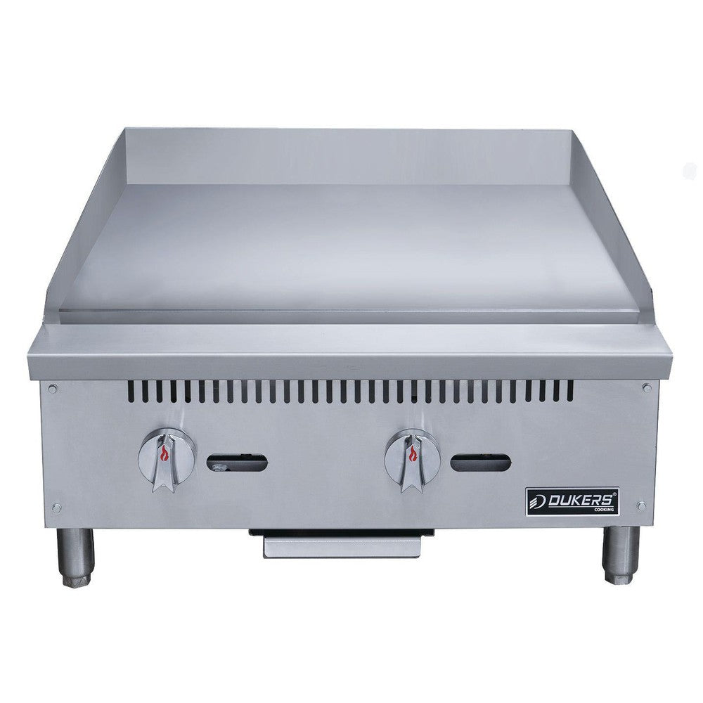 Dukers DCGMA24 24"W Heavy Duty 1" Thick NG/LP Griddle with 2 Burners