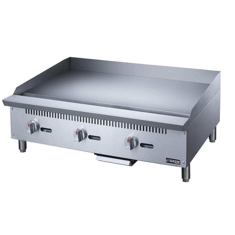 Dukers DCGMA36 36"W Heavy Duty 1" Thick NG/LP Griddle with 3 Burners