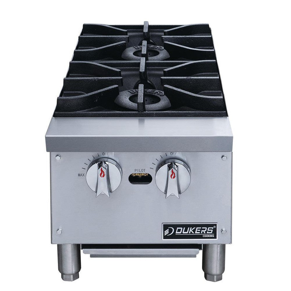 Dukers DCHPB12 12"W NG/LP Hot Plate with 2 Burners