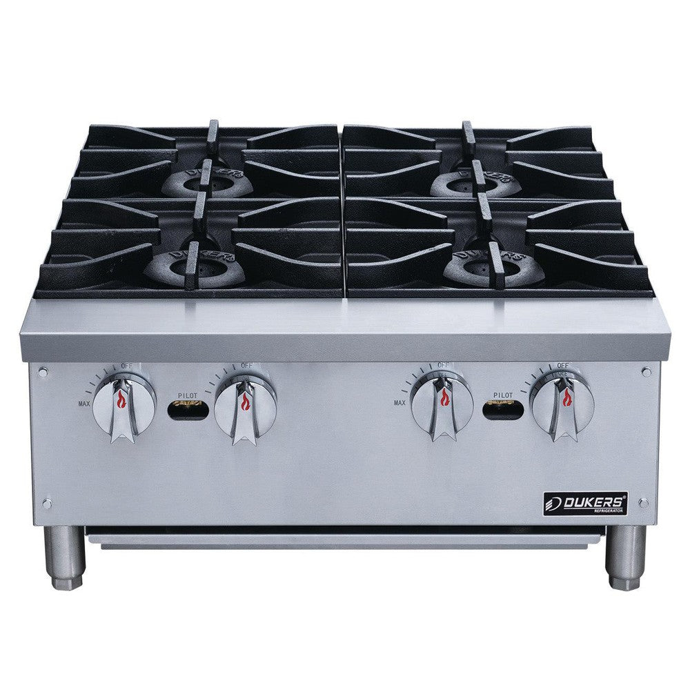 Dukers DCHPB24 24"W NG/LP Hot Plate with 4 Burners