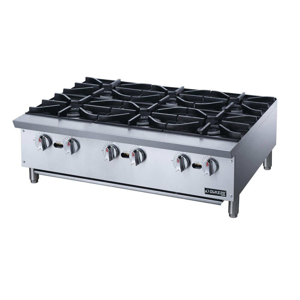 Dukers DCHPB36 36"W NG/LP Hot Plate with 6 Burners