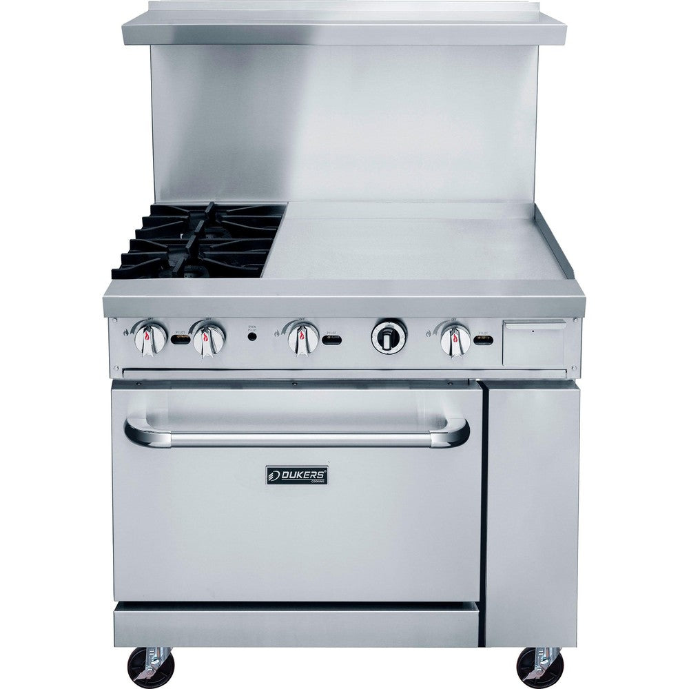 Dukers DCR36-2B24GM 36"W NG/LP Range with 2 Open Burners & 24"W Griddle