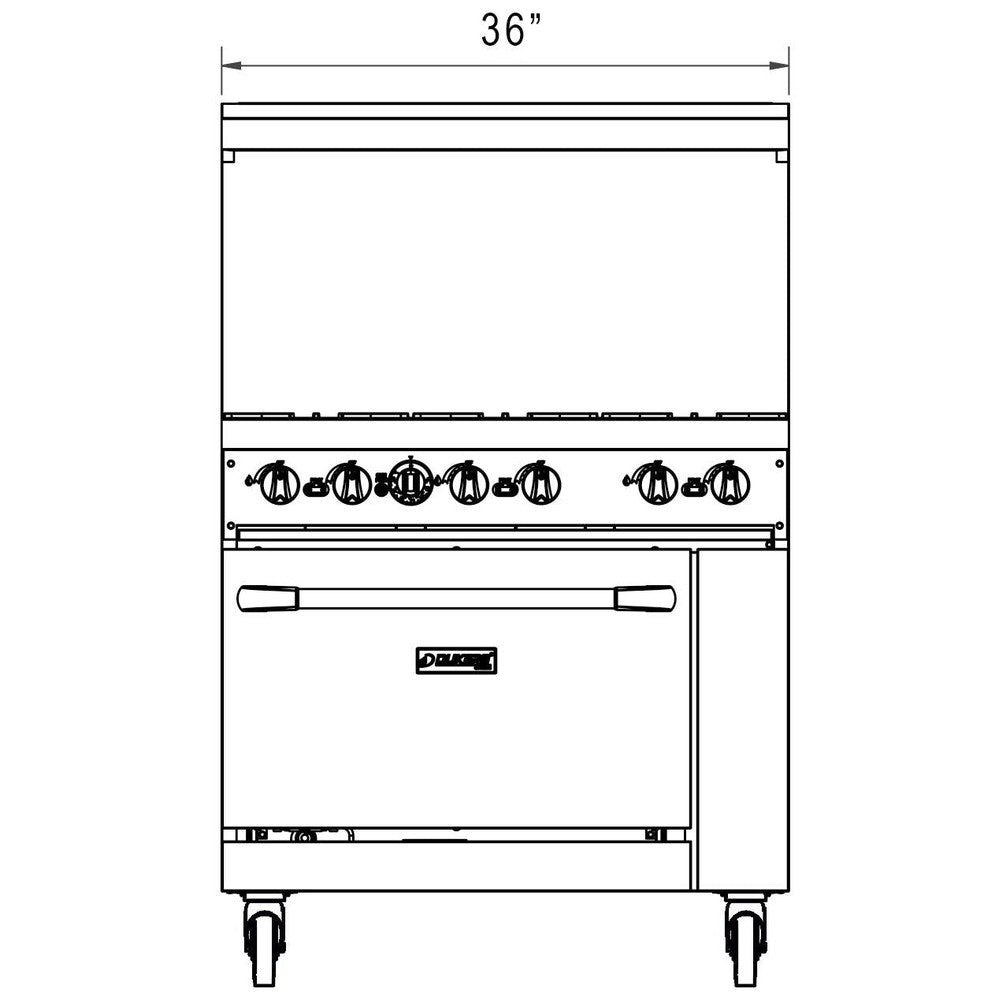 Dukers DCR36-6B 36"W NG/LP Range with 6 Open Burners