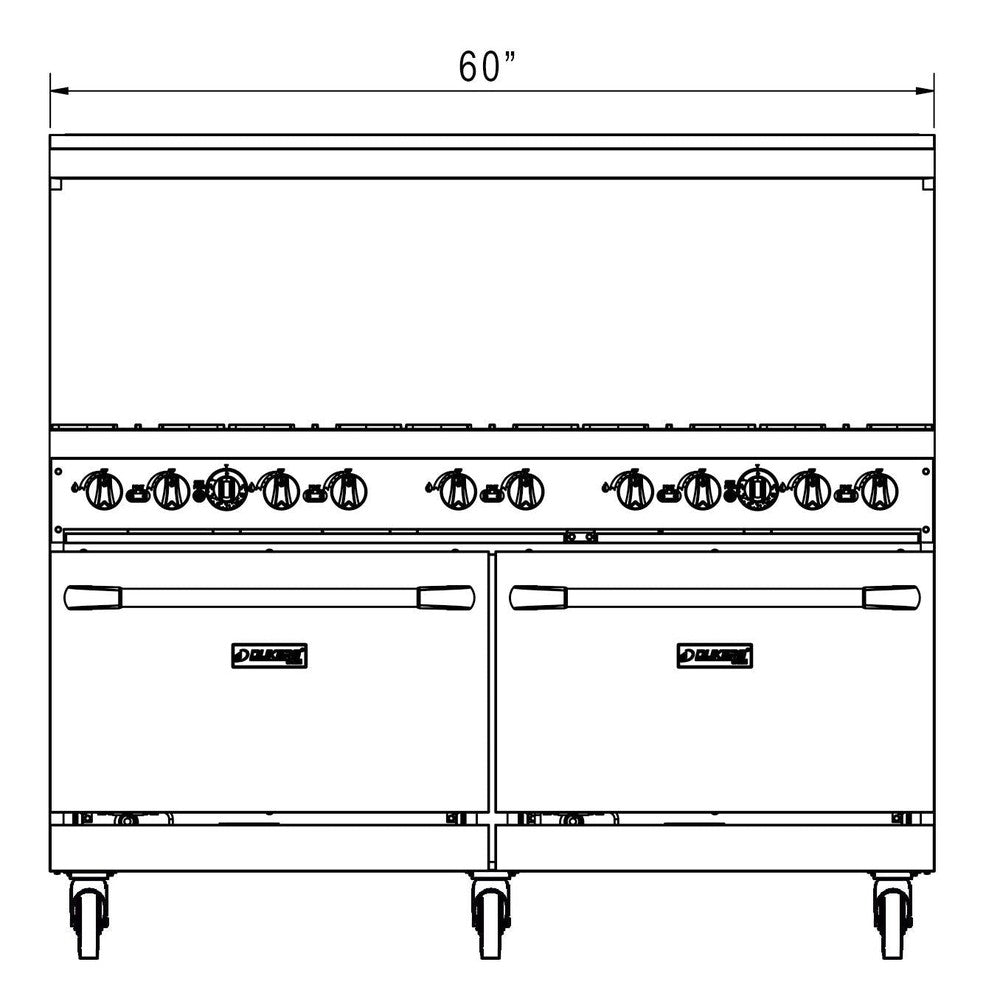 Dukers DCR60-10B 60"W NG/LP Range with 10 Open Burners