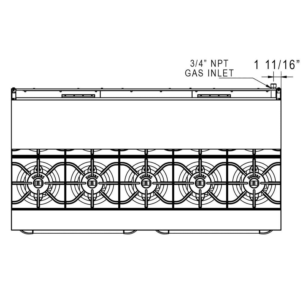 Dukers DCR60-10B 60"W NG/LP Range with 10 Open Burners