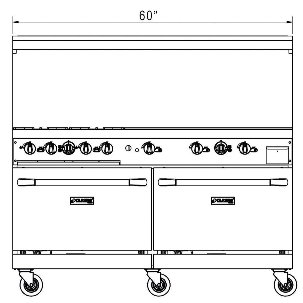 Dukers DCR60-4B36GM 60"W NG/LP Range with 4 Open Burners & 36"W Griddle