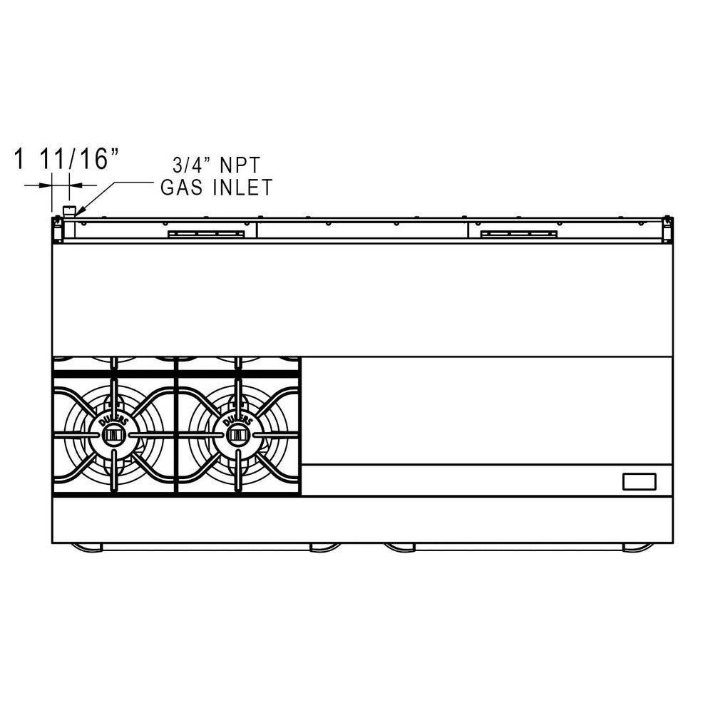 Dukers DCR60-4B36GM 60"W NG/LP Range with 4 Open Burners & 36"W Griddle