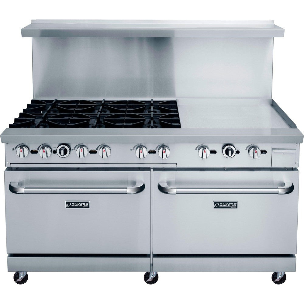 Dukers DCR60-6B24GM 60"W NG/LP Range with 6 Open Burners & 24"W Griddle