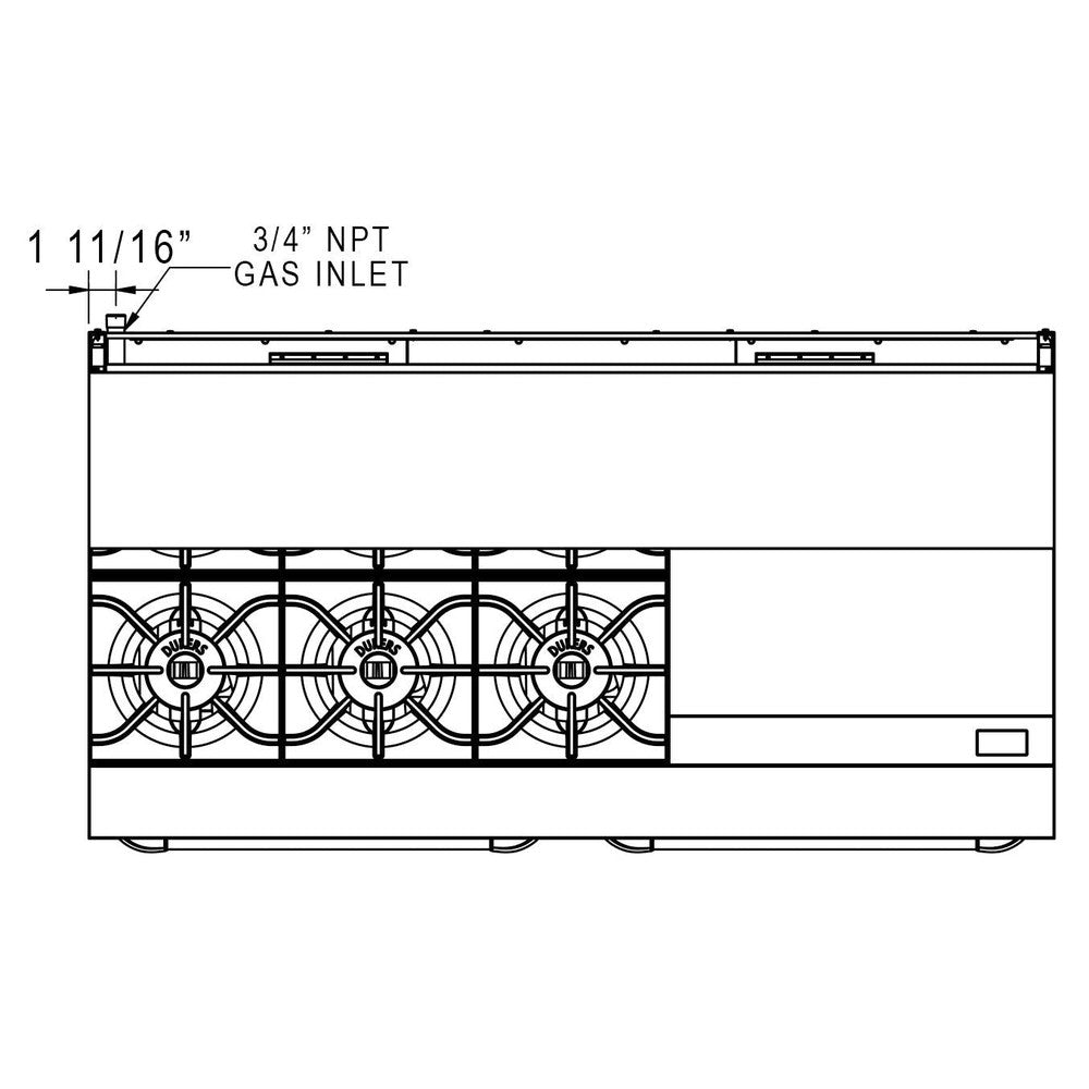Dukers DCR60-6B24GM 60"W NG/LP Range with 6 Open Burners & 24"W Griddle