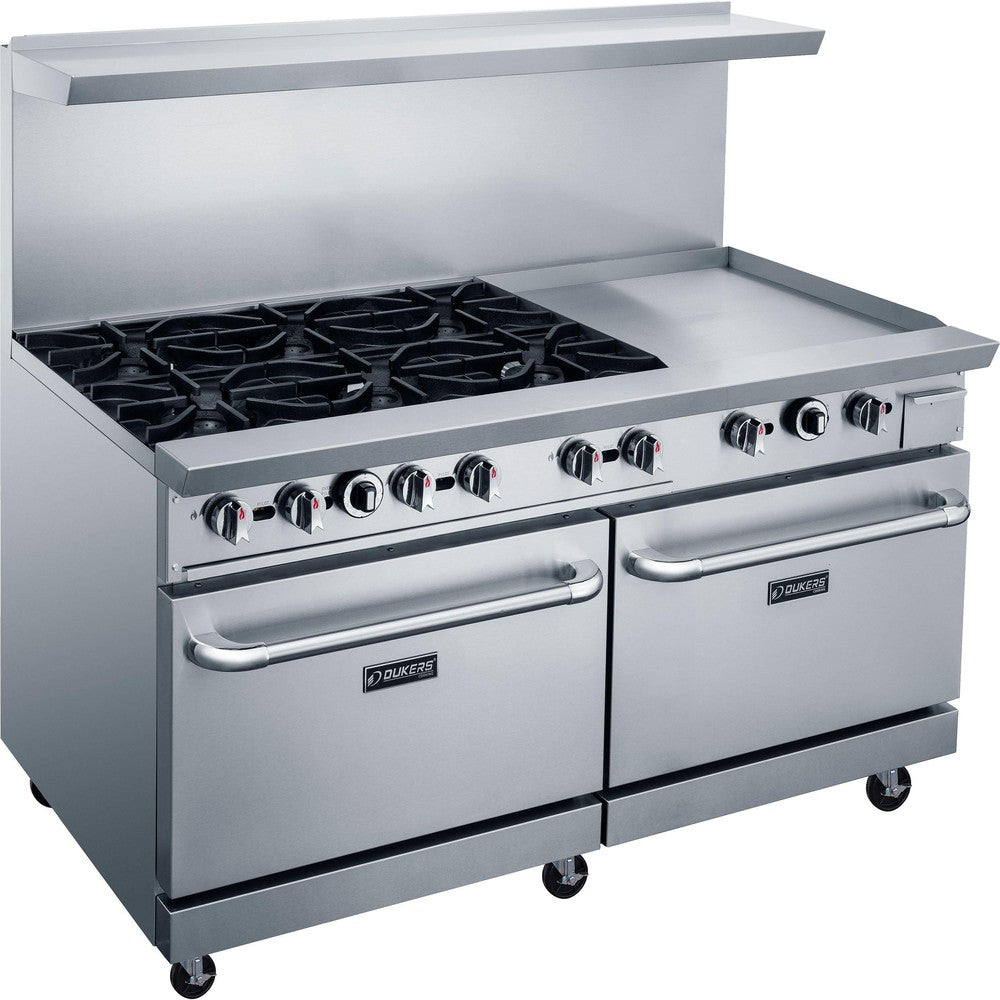 Dukers DCR60-6B24GM 60"W NG/LP Range with 6 Open Burners & 24"W Griddle