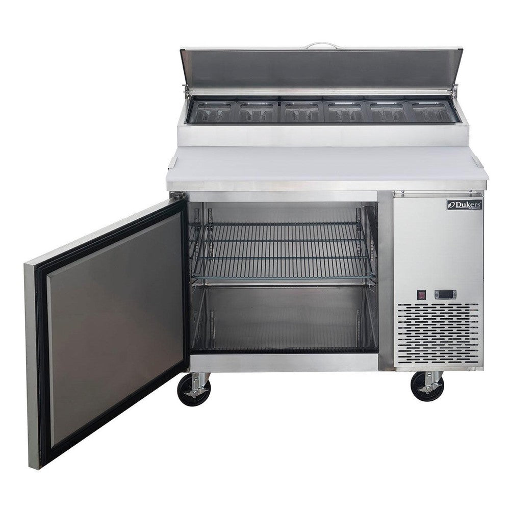 Dukers DPP44-6-S1 44"W Single Door Refrigerated Pizza Prep Table