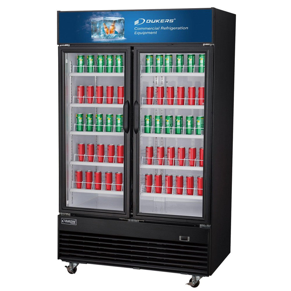 Dukers DSM-48R 54-1/8"W Swinging 2 Door Glass Merchandiser Refrigerator