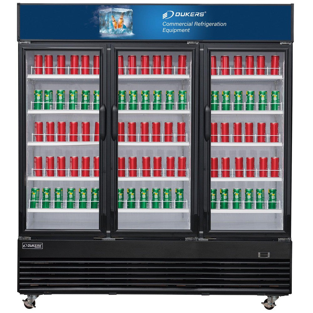 Dukers DSM-69R 78"W Swinging 3 Door Glass Merchandiser Refrigerator