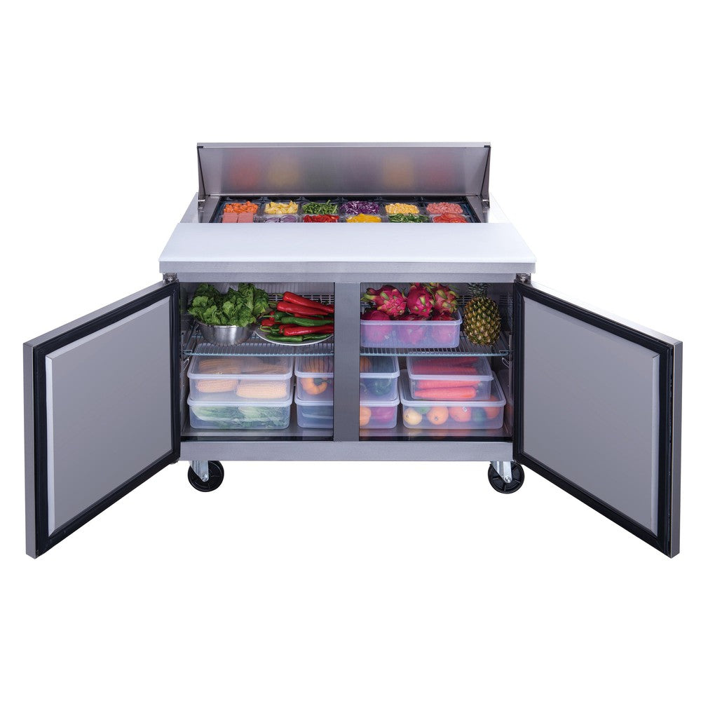 Dukers DSP48-12-S2 48"W 2 Door Standard Top Refrigerated Prep Table