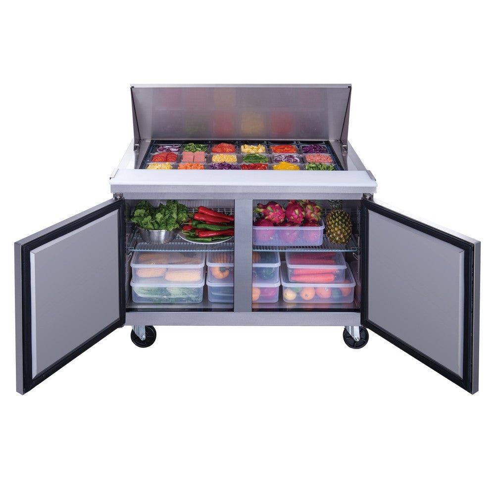 Dukers DSP48-18M-S2 48"W 2 Door Mega Top Refrigerated Prep Table