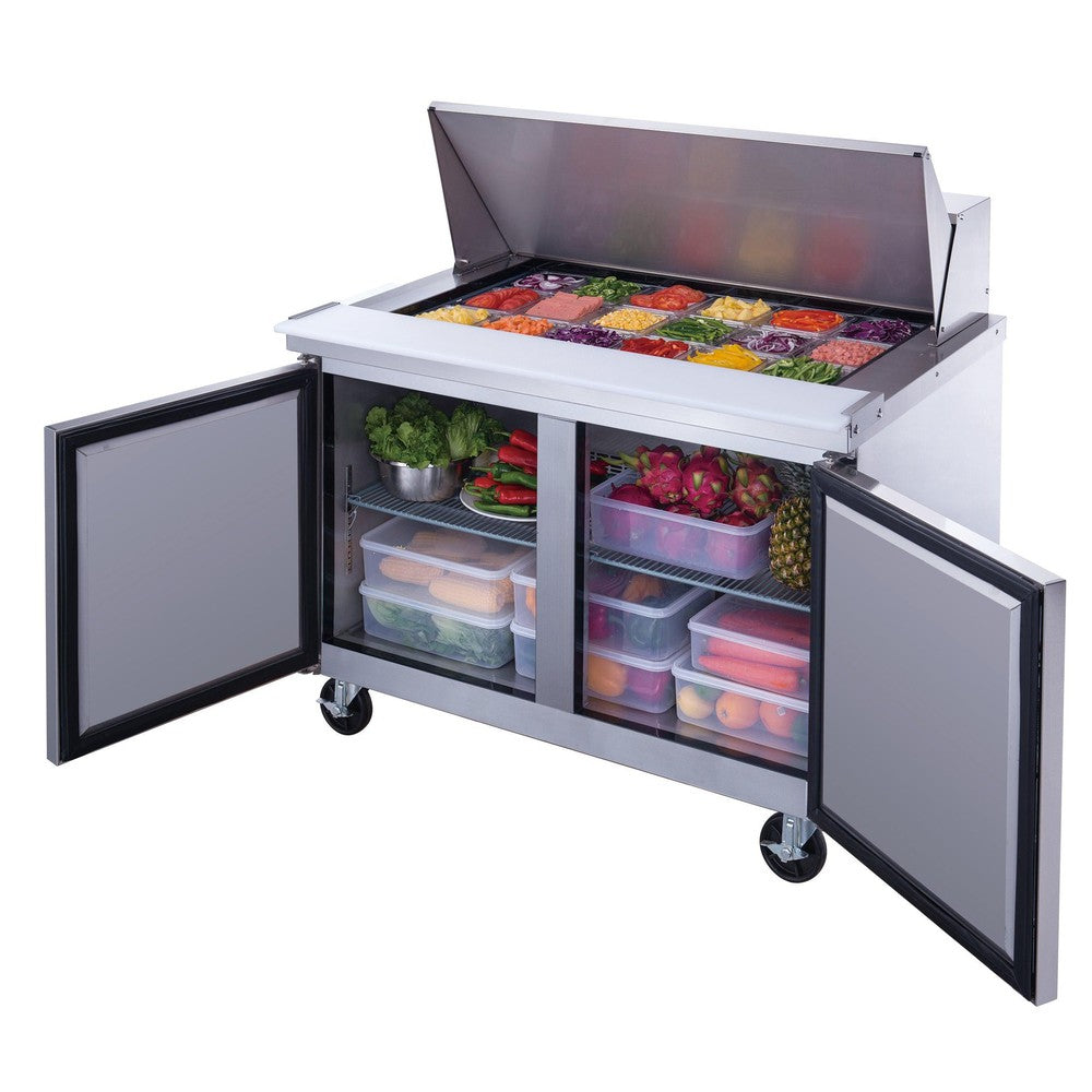 Dukers DSP48-18M-S2 48"W 2 Door Mega Top Refrigerated Prep Table