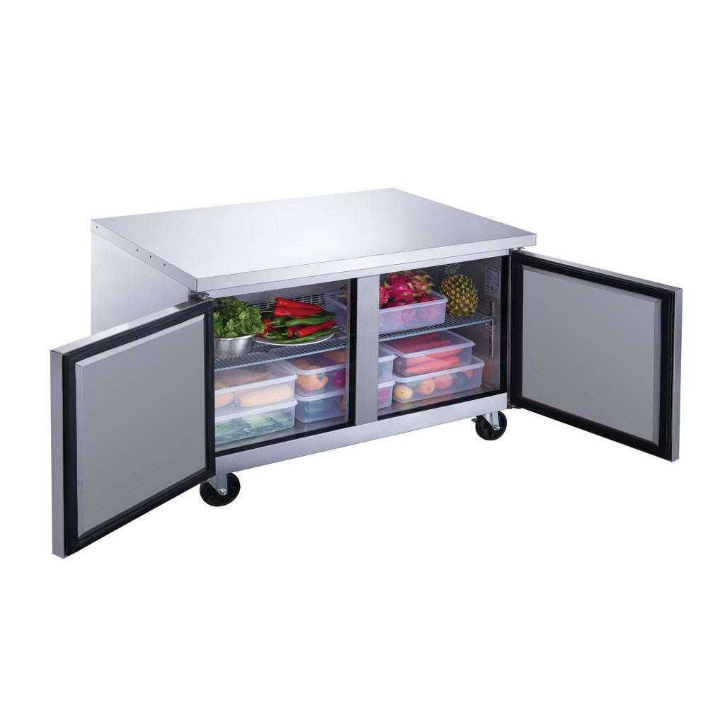 Dukers DUC60R 60"W 2 Door Undercounter Worktop Refrigerator